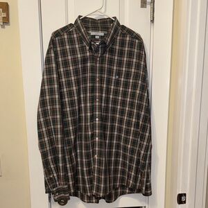 Men's Plaid Button-Down Shirt XXL